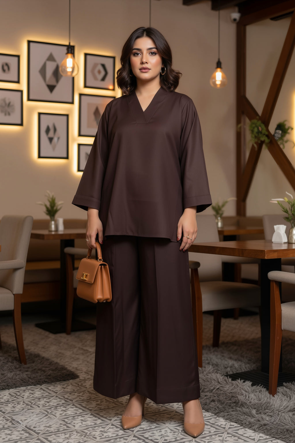 Chocolate Brown Dhanak Co-Ord Set