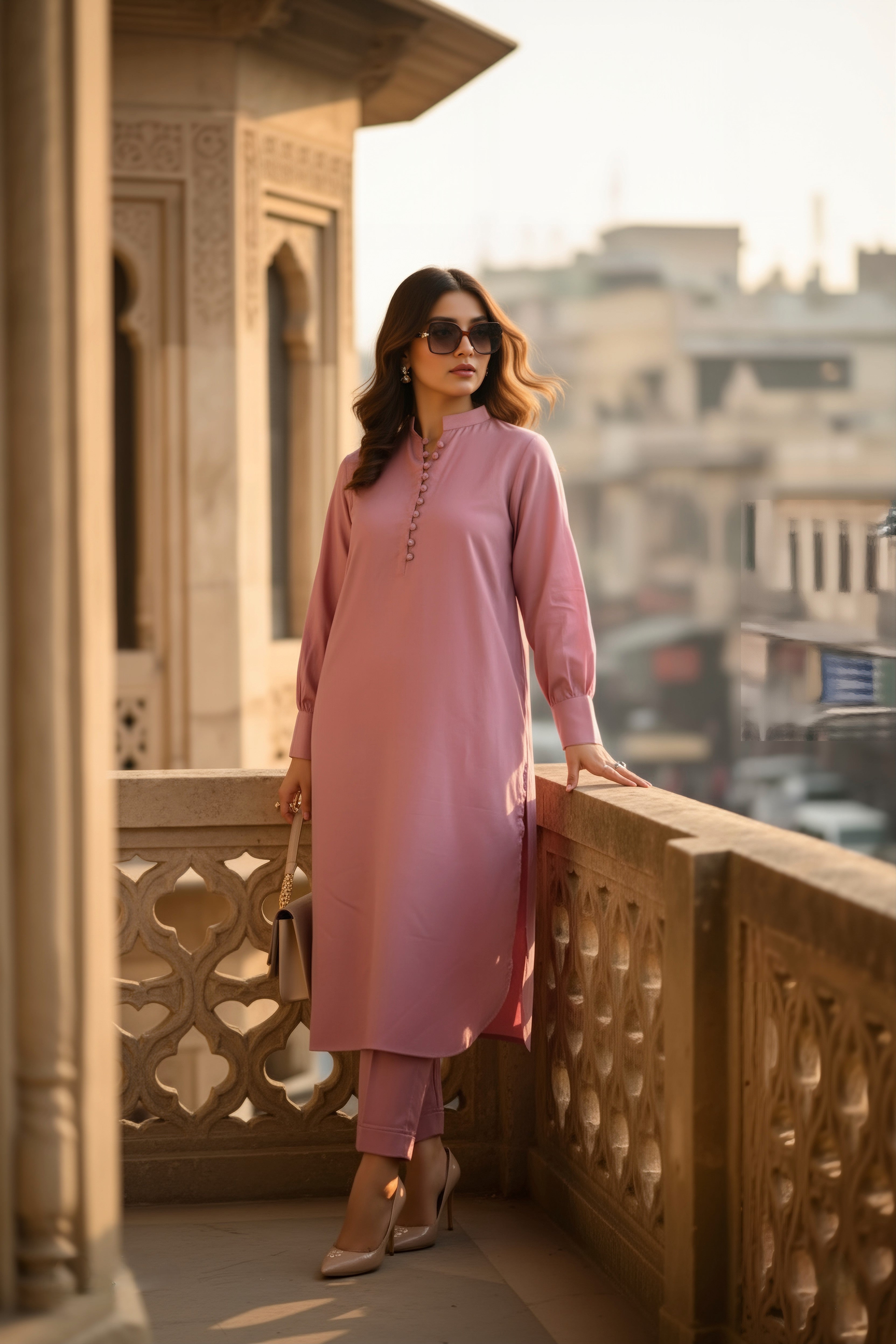 Tea Pink Dhanak 2-Piece