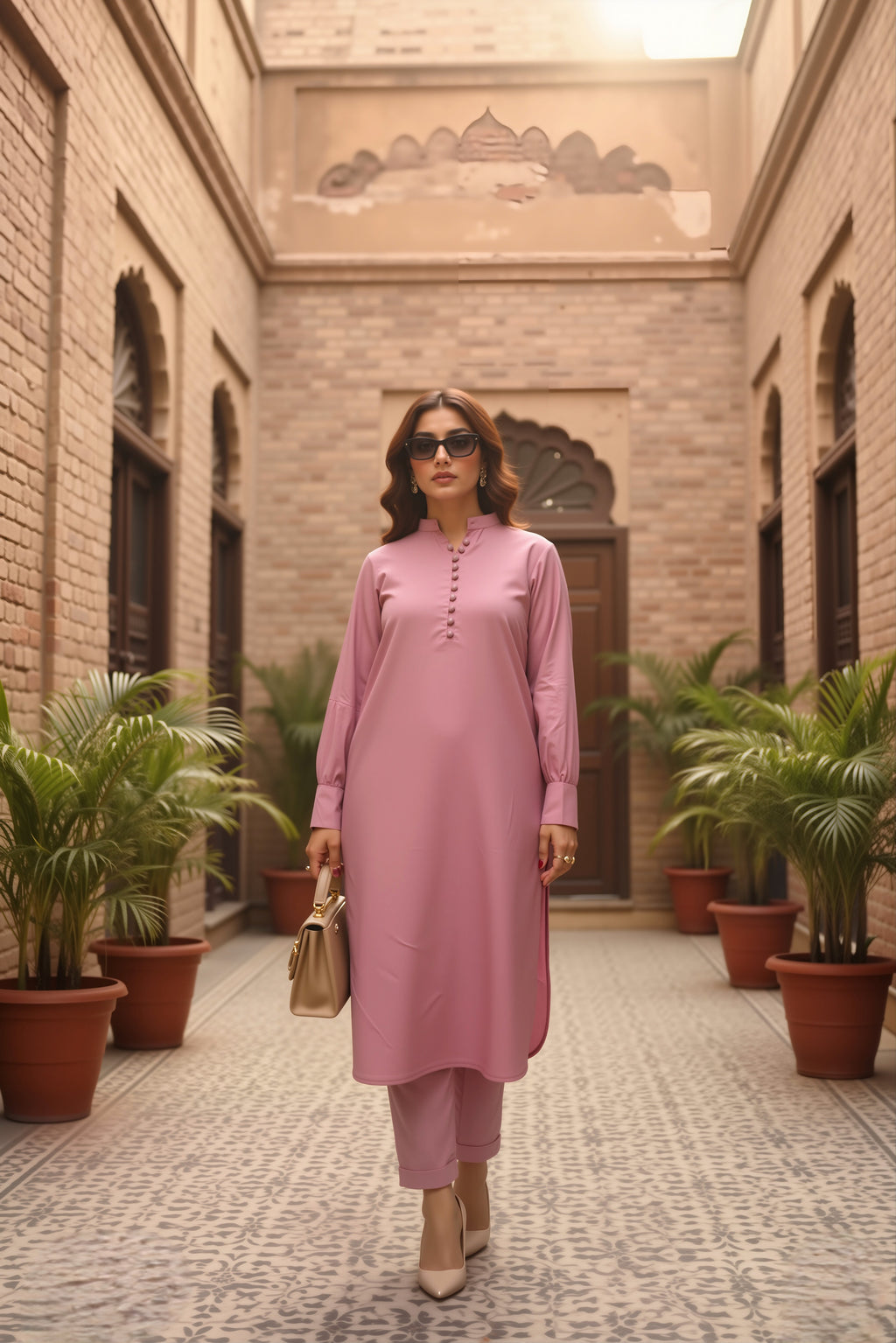 Tea Pink Dhanak 2-Piece