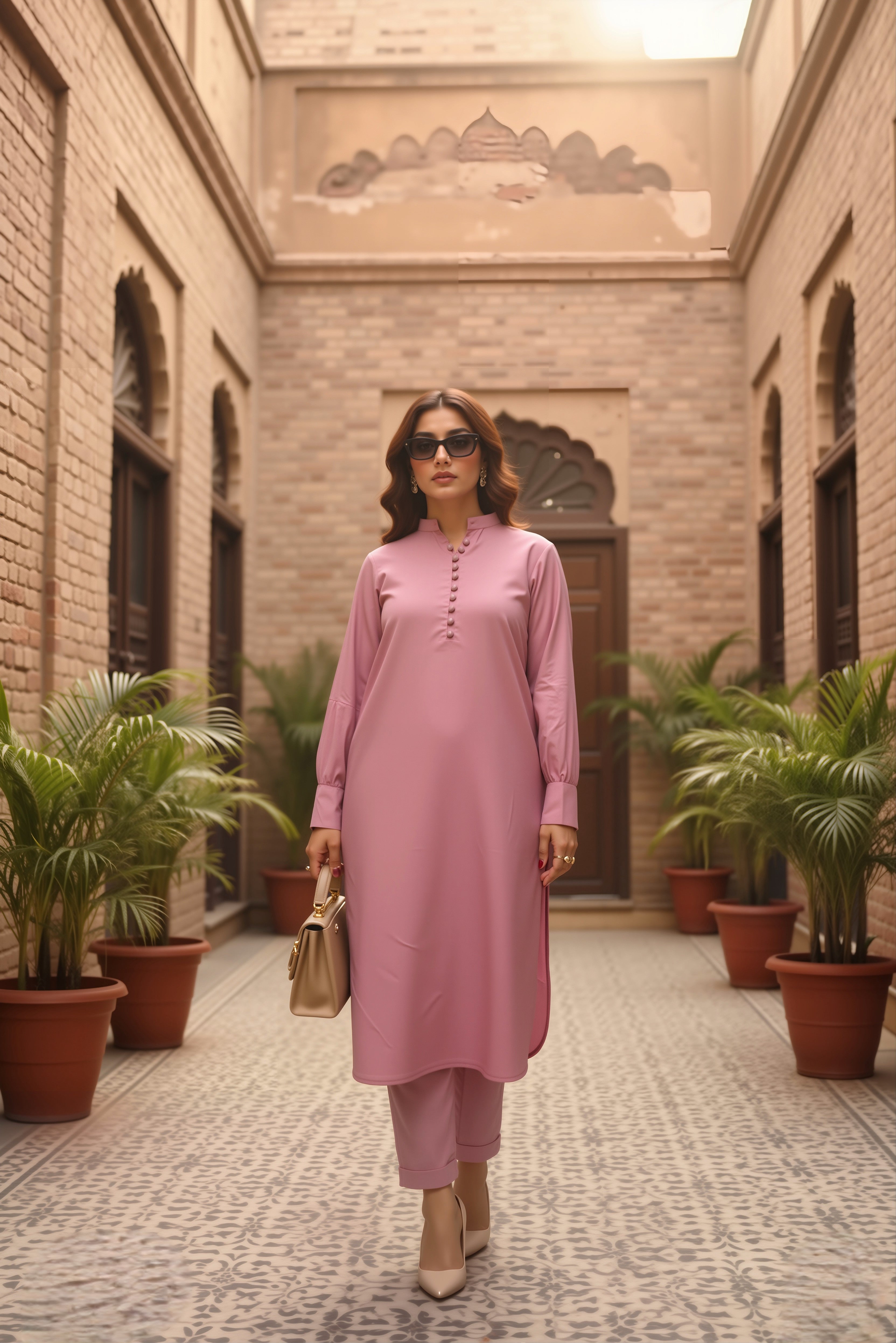 Tea Pink Dhanak 2-Piece
