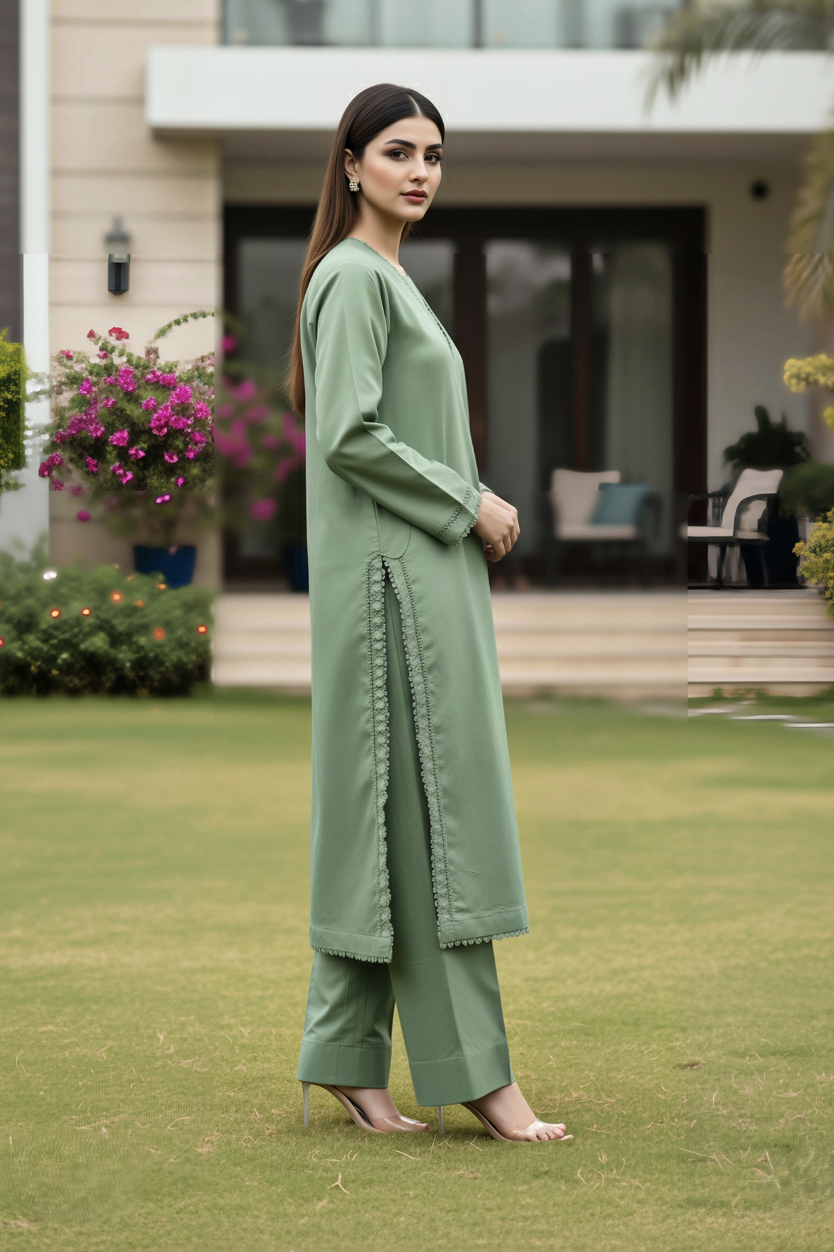 Sage Green Cotton Lawn 2-Piece